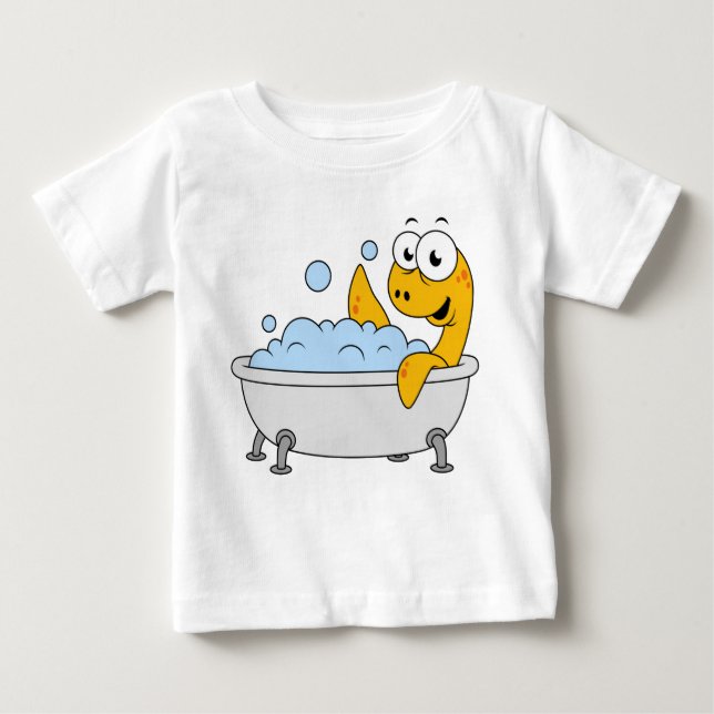 Illustration Of A Bathing Loch Ness Monster. Baby T-Shirt (Front)