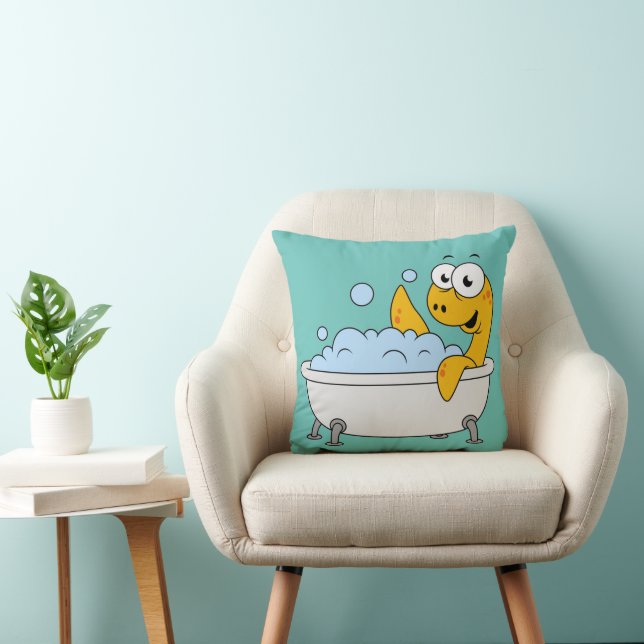 Illustration Of A Bathing Loch Ness Monster. Cushion (Chair)