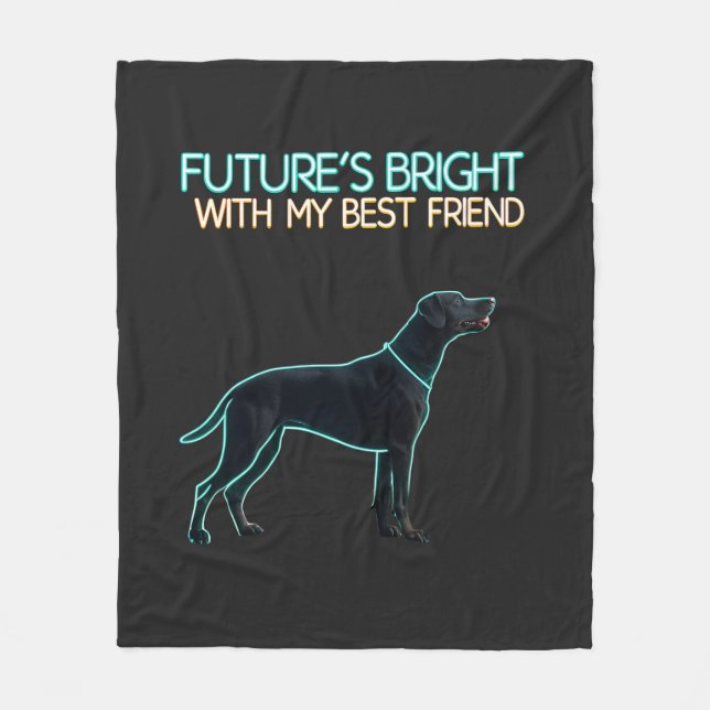  Illustration of a black Labrador dog Fleece Blanket (Front)