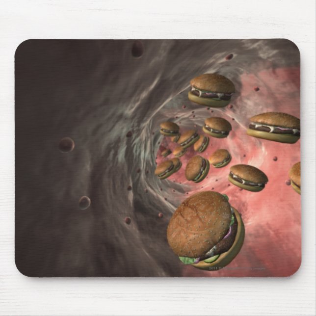 Illustration of a blood vessel with burgers mouse mat (Front)