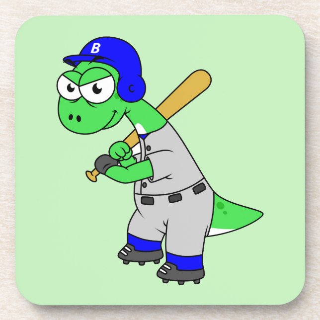 Illustration Of A Brontosaurus Baseball Player. Coaster (Front)