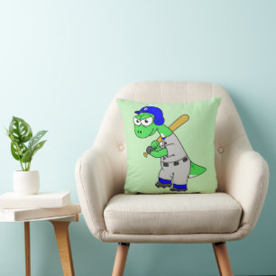 Illustration Of A Brontosaurus Baseball Player. Cushion