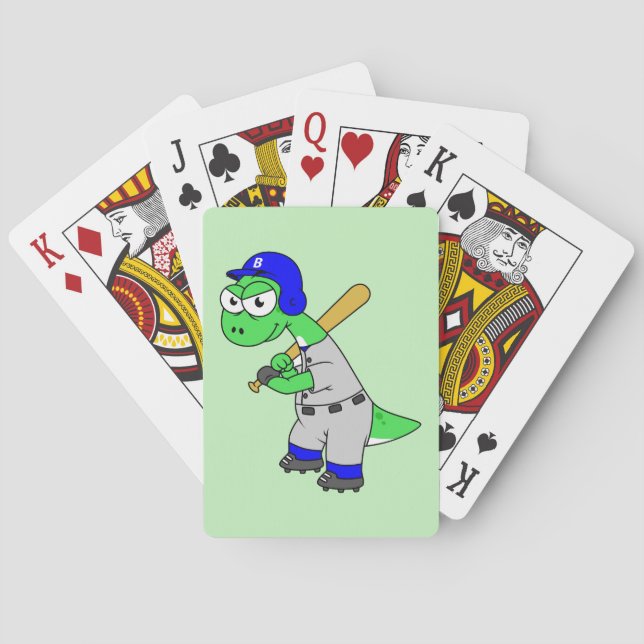 Illustration Of A Brontosaurus Baseball Player. Playing Cards (Back)