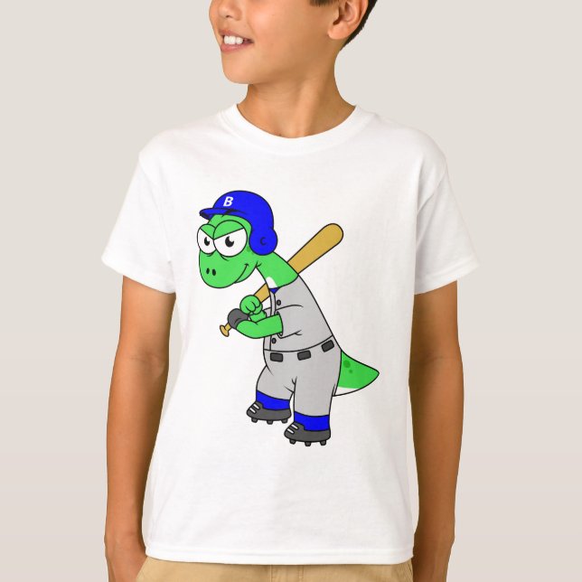 Illustration Of A Brontosaurus Baseball Player. T-Shirt (Front)