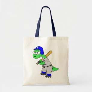 Illustration Of A Brontosaurus Baseball Player. Tote Bag