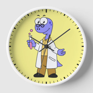 Illustration Of A Brontosaurus Chemist. Clock