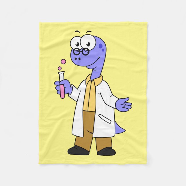 Illustration Of A Brontosaurus Chemist. Fleece Blanket (Front)