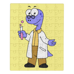 Illustration Of A Brontosaurus Chemist. Jigsaw Puzzle