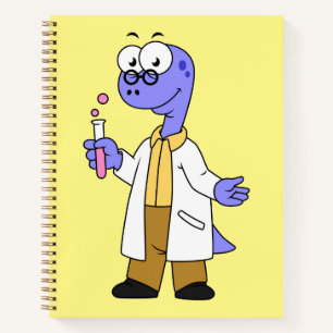 Illustration Of A Brontosaurus Chemist. Notebook