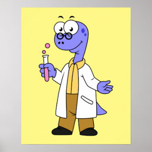 Illustration Of A Brontosaurus Chemist. Poster