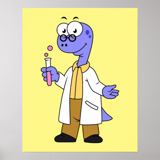 Illustration Of A Brontosaurus Chemist. Poster (Front)
