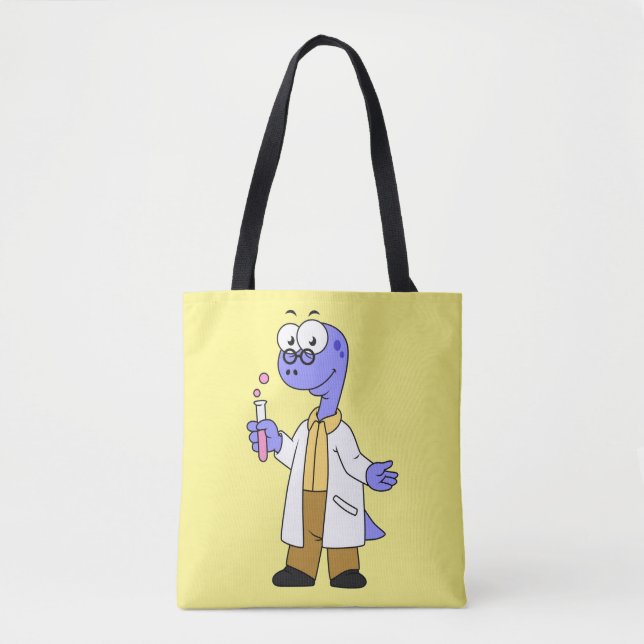 Illustration Of A Brontosaurus Chemist. Tote Bag (Front)