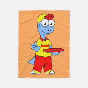 Illustration Of A Brontosaurus Delivery Person. Fleece Blanket
