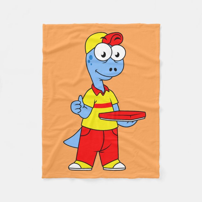 Illustration Of A Brontosaurus Delivery Person. Fleece Blanket (Front)