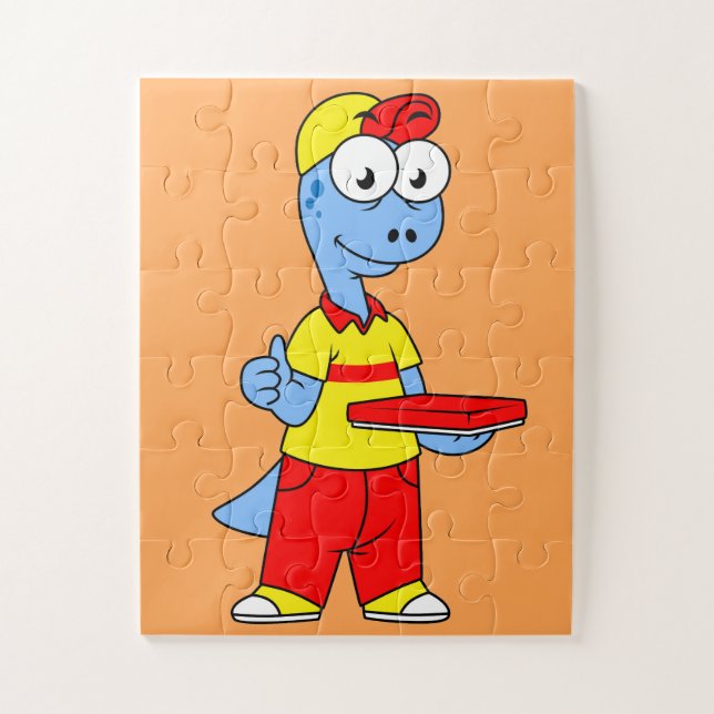 Illustration Of A Brontosaurus Delivery Person. Jigsaw Puzzle (Vertical)