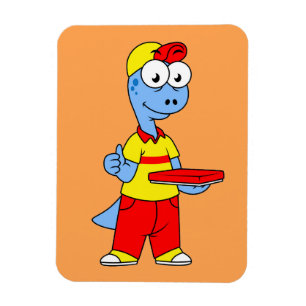 Illustration Of A Brontosaurus Delivery Person. Magnet