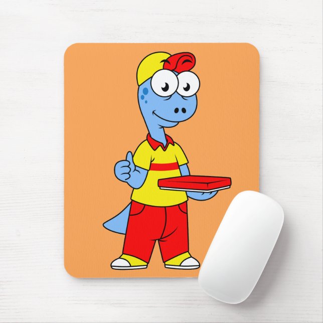 Illustration Of A Brontosaurus Delivery Person. Mouse Mat (With Mouse)