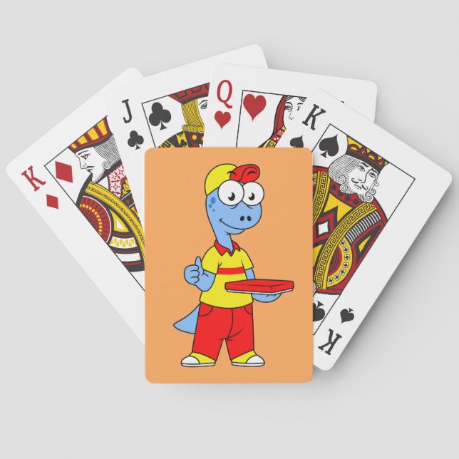 Illustration Of A Brontosaurus Delivery Person. Playing Cards (Back)