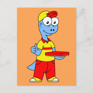Illustration Of A Brontosaurus Delivery Person. Postcard