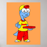 Illustration Of A Brontosaurus Delivery Person.