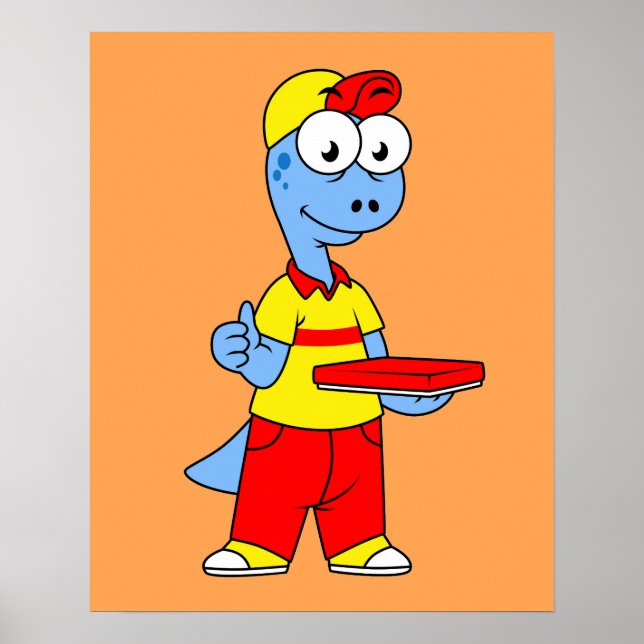 Illustration Of A Brontosaurus Delivery Person. Poster (Front)