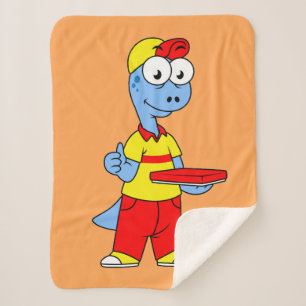 Illustration Of A Brontosaurus Delivery Person. Sherpa Blanket
