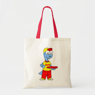 Illustration Of A Brontosaurus Delivery Person. Tote Bag
