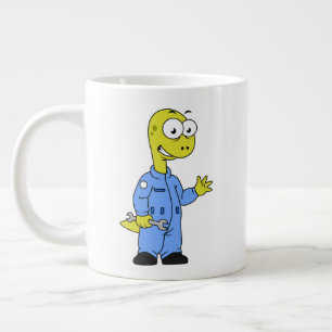 Illustration Of A Brontosaurus Mechanic. Large Coffee Mug