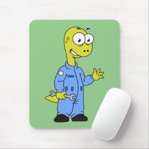 Illustration Of A Brontosaurus Mechanic. Mouse Mat