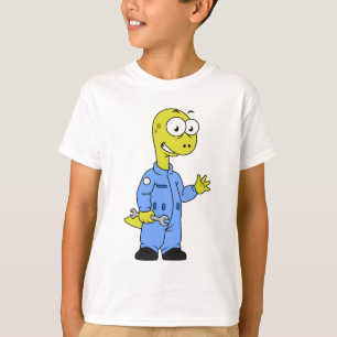 Illustration Of A Brontosaurus Mechanic. T-Shirt