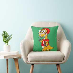 Illustration Of A Brontosaurus Playing Football. Cushion