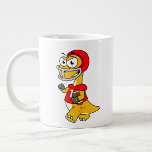 Illustration Of A Brontosaurus Playing Football. Large Coffee Mug