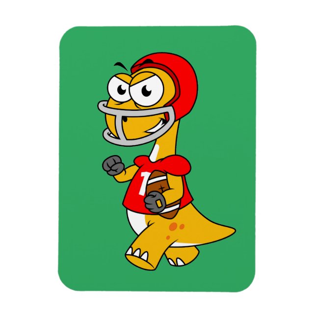 Illustration Of A Brontosaurus Playing Football. Magnet (Vertical)