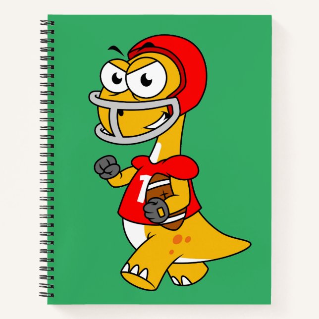 Illustration Of A Brontosaurus Playing Football. Notebook (Front)