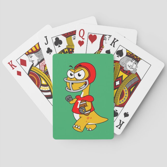 Illustration Of A Brontosaurus Playing Football. Playing Cards (Back)