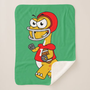 Illustration Of A Brontosaurus Playing Football. Sherpa Blanket