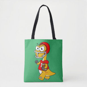 Illustration Of A Brontosaurus Playing Football. Tote Bag