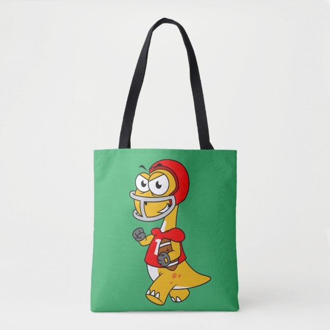 Illustration Of A Brontosaurus Playing Football. Tote Bag (Front)