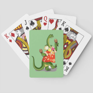 Illustration Of A Brontosaurus Playing Maracas. Cards