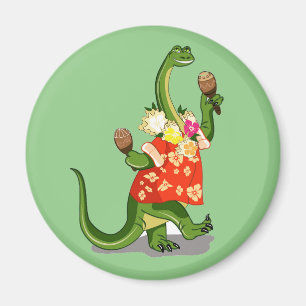 Illustration Of A Brontosaurus Playing Maracas. Magnet