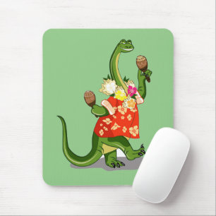 Illustration Of A Brontosaurus Playing Maracas. Mouse Mat