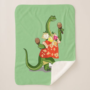 Illustration Of A Brontosaurus Playing Maracas. Sherpa Blanket
