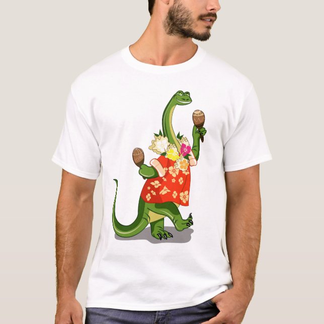 Illustration Of A Brontosaurus Playing Maracas. T-Shirt (Front)