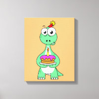 Illustration Of A Brontosaurus With Birthday Cake.