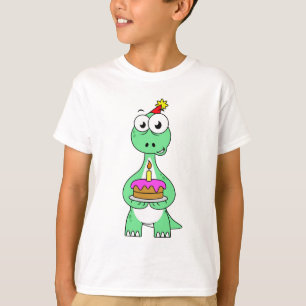 Illustration Of A Brontosaurus With Birthday Cake. T-Shirt