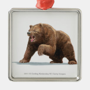Illustration of a Brown bear Metal Tree Decoration