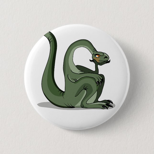Illustration Of A Cartoon Brontosaurus Thinking. 6 Cm Round Badge (Front)