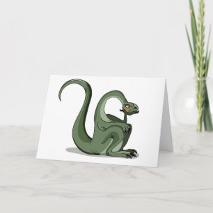 Illustration Of A Cartoon Brontosaurus Thinking. Card