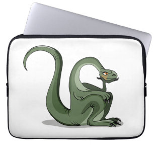 Illustration Of A Cartoon Brontosaurus Thinking. Laptop Sleeve