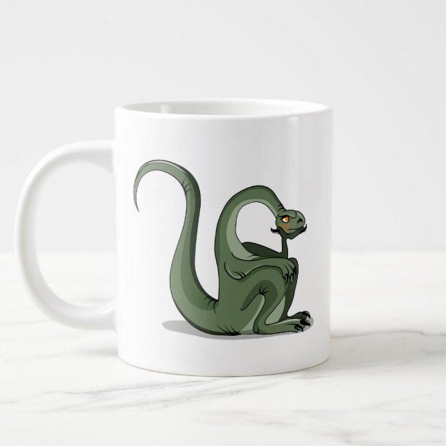Illustration Of A Cartoon Brontosaurus Thinking. Large Coffee Mug (Left)
